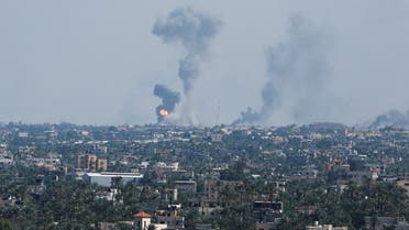 Smoke rises following Israeli strikes in Gaza, October 7, 2023. REUTERS/Ibraheem Abu Mustafa