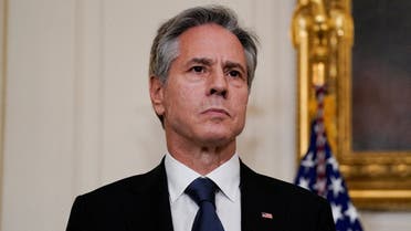US Secretary of State Antony Blinken looks on, as US President Joe Biden (not pictured) speaks about the conflict in Israel, after Hamas launched its biggest attack in decades, while making a statement about the crisis, at the White House in Washington, US, October 7, 2023. (Reuters)