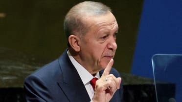 El presidente de Turquía, Tayyip Erdogan, se dirige al 78º período de sesiones de la Asamblea General de la ONU en la ciudad de Nueva York, EE.UU., el 19 de septiembre de 2023. (Reuters)