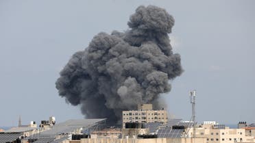 Smoke rises following Israeli strikes in Gaza, October 9, 2023. (Reuters)