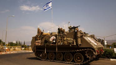 An Israeli medical military vehicle rides on a road, as tension mounts between the Lebanon and Israel, in northern Israel, October 10, 2023. (Reuters)