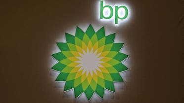 The logo of British multinational oil and gas company BP is displayed at their booth during the LNG 2023 energy trade show in Vancouver, British Columbia, Canada. (Reuters)