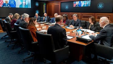 President Joe Biden and Vice President Kamala Harris meet about the situation in Israel with members of Biden's cabinet and national security team, October 10, 2023. (Reuters)
