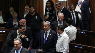Israel's Prime Minister Benjamin Netanyahu (C) arrives for a session at the Knesset, the Israeli parliament, in Jerusalem on July 24, 2023. (File photo: AFP)