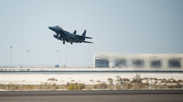 An F-15E Strike Eagle, assigned to the 336th Expeditionary Fighter Squadron, on its missions out of Prince Sultan Air Base, Saudi Arabian, takes off at Al Dhafra Air Base in Abu Dhabi, United Arab Emirates, in this picture taken September 18, 2019 and released by U.S. Air Force on September 18, 2019. (File photo: Reuters)