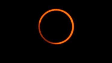 A solar eclipse is observed in Neiva, Colombia, on October 14, 2023. (Reuters)