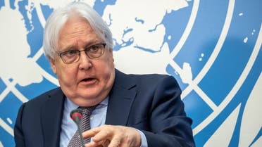 UN Emergency Relief Coordinator Martin Griffiths speaks during a joint press conference ahead of a donor conference for the humanitarian crisis in Yemen in Geneva, on February 27, 2023. (File photo: AFP)