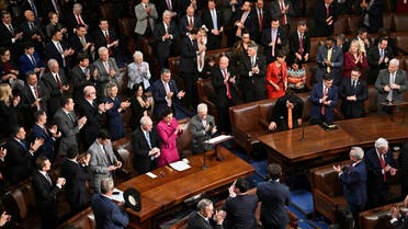 Republicans applaud as U.S. Rep. Patrick McHenry (R-NC) nominates U.S. House Republican Leader Kevin McCarthy (R-CA) for Speaker of the House as the House of Representatives gathers for a 14th round of voting for a new House Speaker on the fourth day of the 118th Congress at the U.S. Capitol in Washington, U.S., January 6, 2023. REUTERS/Evelyn Hockstein