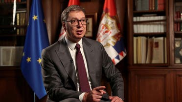 FILE PHOTO: Serbian President Aleksandar Vucic speaks during an interview with Reuters in Belgrade, Serbia, September 28, 2023. REUTERS/Zorana Jevtic/File Photo