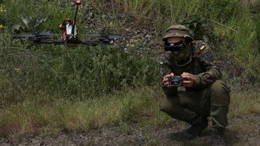  A Ukrainian marine attends FPV-drone flight training, amid Russia's attack on Ukraine, in Dnipropetrovsk region, Ukraine May 15, 2023. (Reuters)