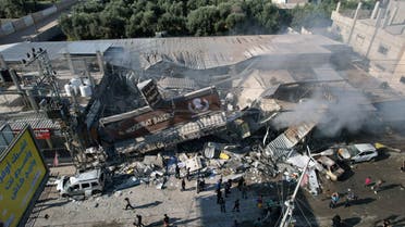 A view shows the site of Israeli strikes on a bakery in the central Gaza Strip October 18, 2023. (Reuters)