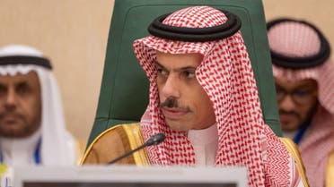 Saudi Arabia’s Foreign Minister Prince Faisal bin Farhan chairs the Organization of Islamic Cooperation meeting in Jeddah, Saudi Arabia, October 18, 2023. (Saudi Press Agency via Reuters)