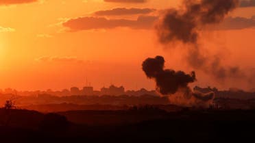 A view shows smoke in the Gaza Strip as seen from Israel’s border with the Gaza Strip, in southern Israel, October 18, 2023. (Reuters)