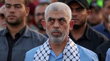 Head of the political wing of the Palestinian Hamas movement in the Gaza Strip Yahya Sinwar attends a rally in support of Jerusalem’s al-Aqsa mosque in Gaza City on October 1, 2022. (AFP)