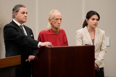 Joseph Czuba, 71, center, stands with his attorneys George Lenard and Kylie Blatti, before Circuit Judge Dave Carlson for Czuba's arraignment in the murder of 6-year old Wadea Al Fayoume, at the Will County, Ill., courthouse, Monday, Oct. 30, 2023, in Joliet, Ill. (AP)