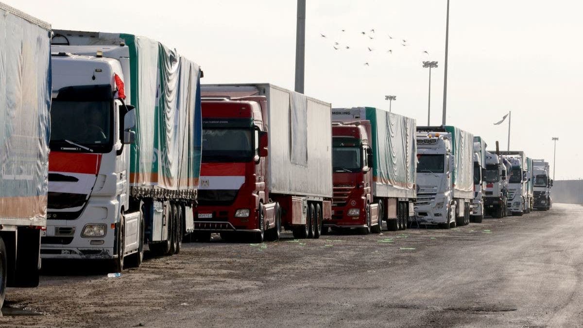 Trucks carrying humanitarian aid for Palestinians, are seen on the day of Egyptian Prime Minister Mostafa Madbouly's visit to the Rafah border crossing between Egypt and the Gaza Strip, amid the ongoing conflict between Israel and Palestinian Islamist group Hamas, in Rafah, Egypt, October 31, 2023. (Reuters)