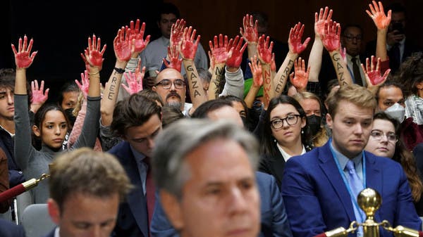 “Save the children of Gaza.”  Protesters interrupt Blinken’s questioning in Congress