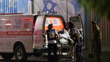 An ambulance brings an injured person to a hospital in Safed after rockets struck the town of Kiryat Shoma, in Northern Israel November 2, 2023. (Reuters)