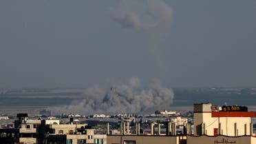 Smoke rises after the Israeli bombardment of Rafah in the southern Gaza Strip on November 3, 2023, amid the ongoing battles between Israel and the Palestinian group Hamas. (AFP)