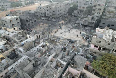 The site of a damaged UNRWA shelter hit by Israeli airstrikes. (Twitter: UNRWA)