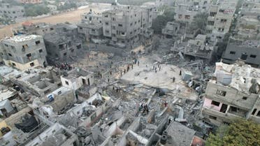 The site of a damaged UNRWA shelter hit by Israeli airstrikes. (Twitter: UNRWA)