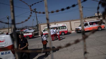 Ambulances with Palestinians wounded in the Israeli bombardment of the Gaza Strip arrive at Rafah border crossing to Egypt Wednesday, Nov. 1, 2023. AP Photo/Fatima Shbair)