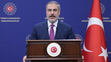Turkish Foreign Minister Hakan Fidan speaks during a press conference in Ankara, Turkey, on September 5, 2023. (Reuters)