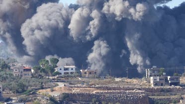 Black smoke rises from an Israeli airstrike on the outskirts of Aita al-Shaab, a Lebanese border village with Israel in south Lebanon, Saturday, Nov. 4, 2023. (AP)