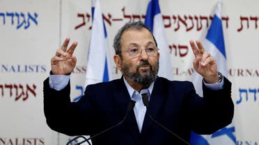 Former Israeli Prime Minister Ehud Barak delivers a statement in Tel Aviv, Israel June 26, 2019. (Reuters)