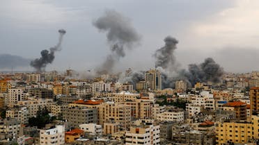A general view shows smoke as it rises following Israeli strikes in Gaza, October 9, 2023. (Reuters)