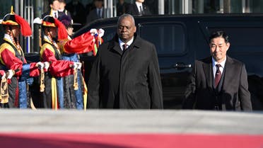 US Secretary of Defense Lloyd Austin and South Korean Defence Minister Shin Won-sik attend a welcome ceremony before their annual security meeting at the Defence Ministry in Seoul, South Korea on November 13, 2023. (Reuters)