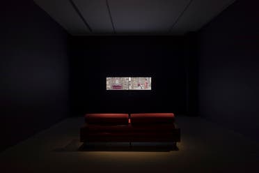 Sudarshan Shetty, Installation view of A Song A Story (2017). Two channel film, 24:21 minutes. Shown in Only Life, Myriad Places: Sudarshan Shetty at Ishara Art Foundation, 2023. (Image courtesy Ishara Art Foundation and the artist. Photo by Ismail Noor/Seeing Things)