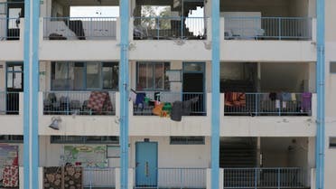 غزہ میں ایک سکول جسے پناہ گاہ میں تبدیل کردیا گیا