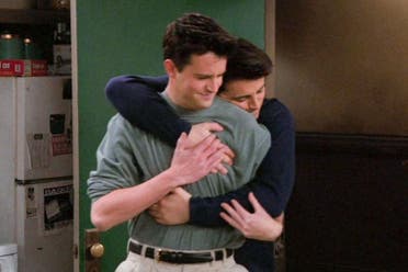 Matthew Perry as Chandler Bing and Matt LeBlanc as Joey Tribbiani in the show Friends. (X)