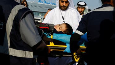 Injured Palestinian children and families who were evacuated from Gaza amid the ongoing conflict between Israel and Palestinian Islamist group Hamas, arrive to receive treatment in Abu Dhabi, United Arab Emirates, November 18, 2023. (Reuters)