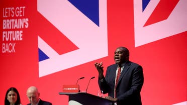 Britain’s Shadow Foreign Secretary David Lammy makes his keynote speech during the Labour Party annual conference in Liverpool, Britain, October 9, 2023. REUTERS/Phil Noble