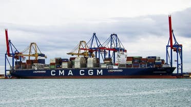 In this photo provided by Manuel Hernandez Lafuente, the CMA CGM Symi is seen at port in Valencia, Spain, October 22, 2023. (AP)