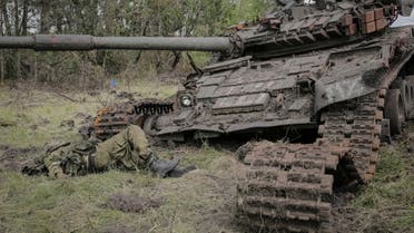 The body of a Russian soldier is seen near a destroyed Russian tank, amid Russia's attack on Ukraine, near the front line in the newly liberated village Storozheve in Donetsk region, Ukraine June 14, 2023. (Reuters)