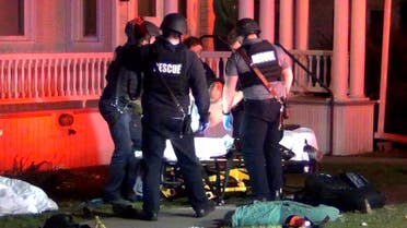 First responders wheel a victim to an ambulance after a gunman shot and wounded three college students of Palestinian descent in Burlington, Vermont, U.S. November 25, 2023 in a still image from video. Courtesy Wayne Savage via REUTERS. THIS IMAGE HAS BEEN SUPPLIED BY A THIRD PARTY. MANDATORY CREDIT