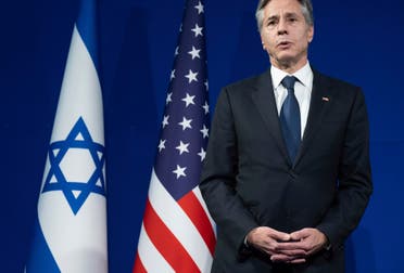 US Secretary of State Antony Blinken speaks to reporters prior to a meeting with Israeli Defence Minister Yoav Gallant, not pictured, in Tel Aviv, Israel, Thursday, Nov. 30, 2023. Blinken told Israeli leaders on November 30 that a temporary truce in their war with Hamas was producing results and should continue. (AP)