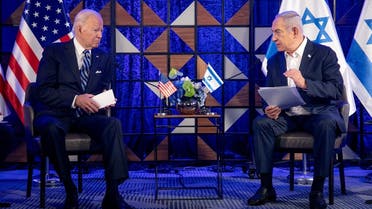 President Joe Biden meets with Israeli Prime Minister Benjamin Netanyahu to discuss the ongoing conflict between Israel and Hamas, in Tel Aviv, Oct. 18, 2023. (Reuters)