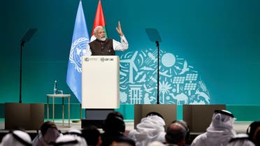 India's Prime Minister Narendra Modi delivers a national statement at the World Climate Action Summit during the United Nations Climate Change Conference (COP28) in Dubai, United Arab Emirates, December 1, 2023. (Reuters)