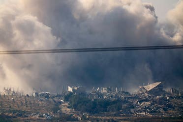 Smoke from an explosion rises in Gaza, after a temporary truce between Israel and the Palestinian group Hamas expired, as seen from southern Israel, on December 2, 2023. (Reuters)
