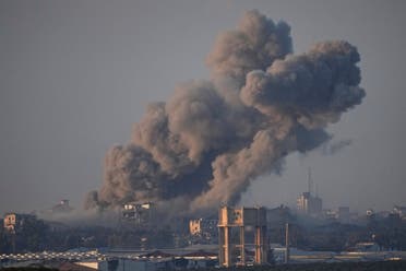 Smoke rises following an Israeli bombardment in the Gaza Strip, as seen from southern Israel , Wednesday, Dec. 6, 2023. (AP)