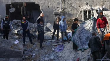 جنوبی غزہ میں رفح میں اسرائیلی بمباری  سے تباہی