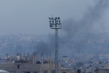 Smoke rises following an Israeli airstrike, amid the ongoing conflict between Israel and Hamas, in Khan Younis in the southern Gaza Strip, on December 8, 2023. (Reuters)