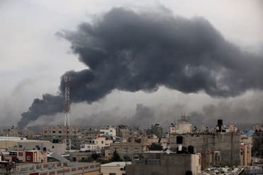 Smoke rises after Israeli strikes, amid the ongoing conflict between Israel and the Palestinian group Hamas, in Khan Younis in the southern Gaza Strip, December 10, 2023. (Reuters)