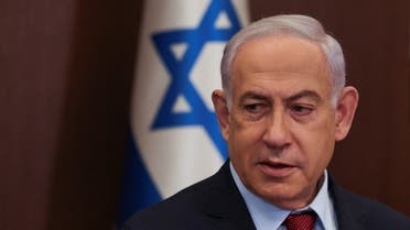 Israeli Prime Minister Benjamin Netanyahu attends the weekly cabinet meeting at the Prime Minister’s office in Jerusalem, December 10, 2023. (Reuters)
