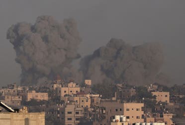 Smoke rises after Israeli strikes in Khan Younis in the southern Gaza Strip, December 11, 2023. (Reuters)