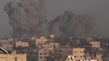 Smoke rises after Israeli strikes, amid the ongoing conflict between Israel and the Palestinian group Hamas, in Khan Younis in the southern Gaza Strip, December 11, 2023. (Reuters)